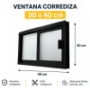 30x40negro Ventana de aluminio 30x40 cm para baño